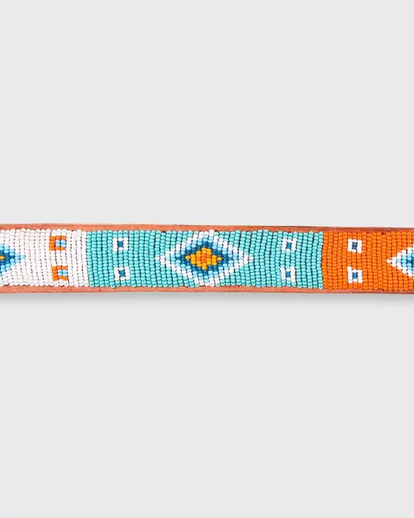 Shop Sid Mashburn 1.25" African Beaded Belt Sea Green/Orange Kuma Design