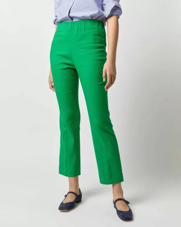 Clearance Ann Mashburn Britt Flare Cropped Pant Green Stretch Cotolino