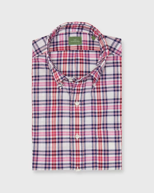 Best Sid Mashburn Button-Down Sport Shirt Berry/Red/Navy Plaid Poplin