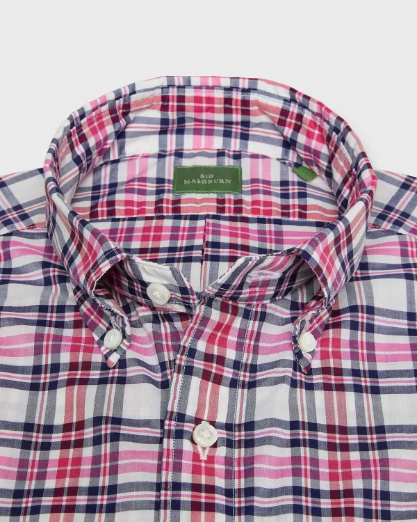 Best Sid Mashburn Button-Down Sport Shirt Berry/Red/Navy Plaid Poplin