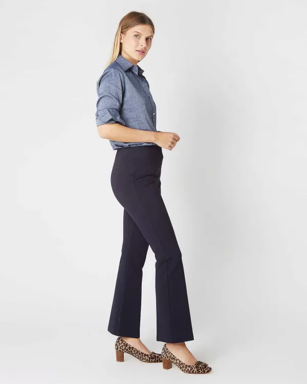 Flash Sale Ann Mashburn Faye Flare Cropped Pant Navy Ponte Knit