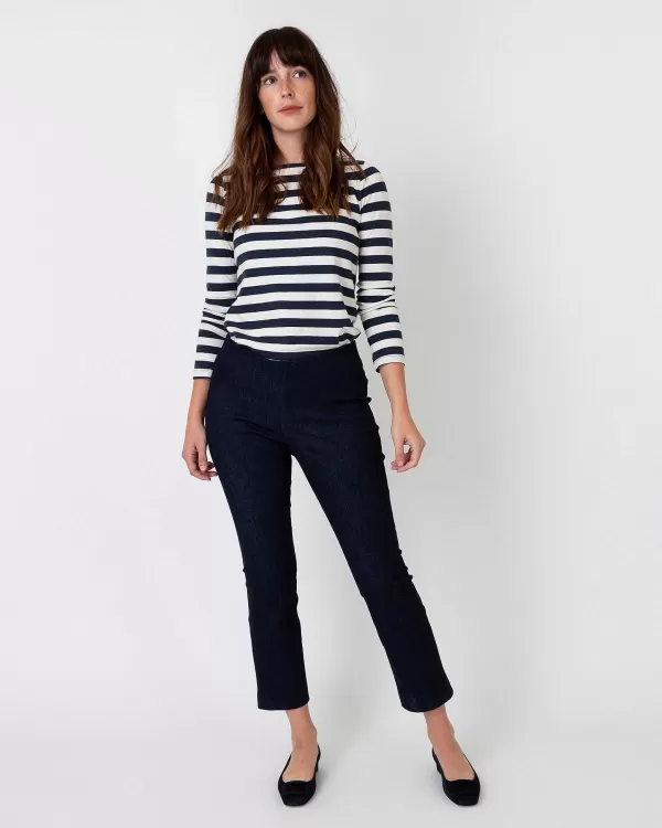 Best Ann Mashburn Faye Flare Cropped Pant Indigo Stretch Denim