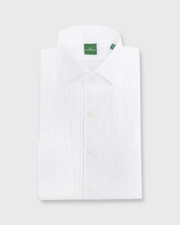 Best Sid Mashburn French-Cuff Pleated Bib-Front Tuxedo Shirt White Poplin