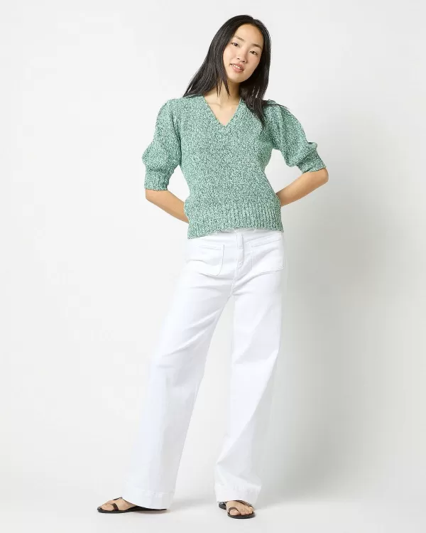 Cheap Ann Mashburn Giselle V-Neck Sweater Green/Multi Cotton/Linen