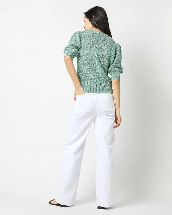 Cheap Ann Mashburn Giselle V-Neck Sweater Green/Multi Cotton/Linen