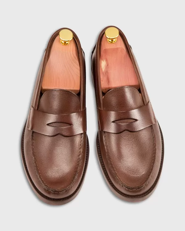 Discount Sid Mashburn Handsewn Penny Loafer Chocolate Grain Leather