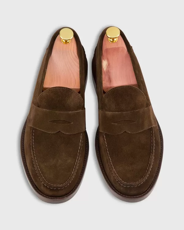 Clearance Sid Mashburn Handsewn Penny Loafer Chocolate Suede