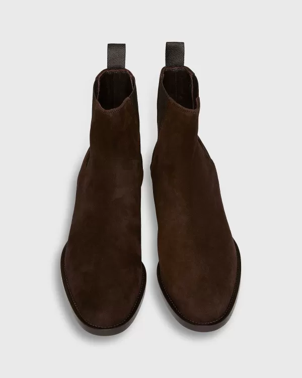 Shop Ann Mashburn Heeled Chelsea Boot Brown Suede