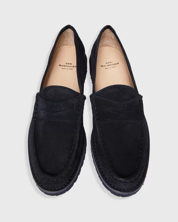 Best Ann Mashburn Lug Sole Loafer Black Suede