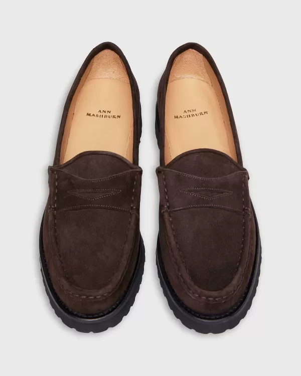 Hot Ann Mashburn Lug Sole Loafer Chocolate Suede