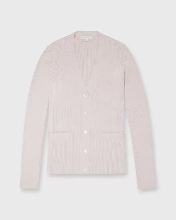 Hot Ann Mashburn Nia Long-Sleeved Ribbed Cardigan Blush Cotton/Silk