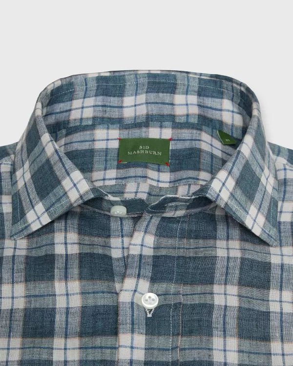 Best Sale Sid Mashburn Otto Handmade Sport Shirt Lovat/Stone/Navy Plaid Linen