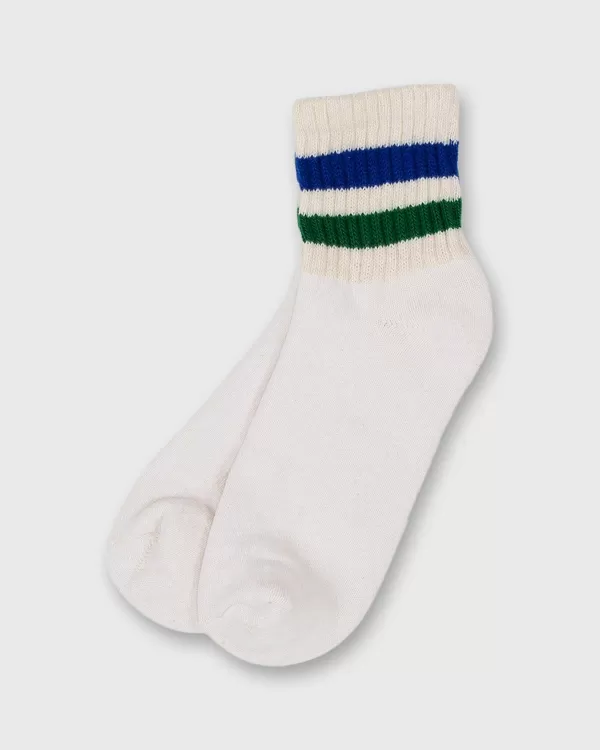 Best American Trench Retro Stripe Quarter Crew Socks Royal/Kelly