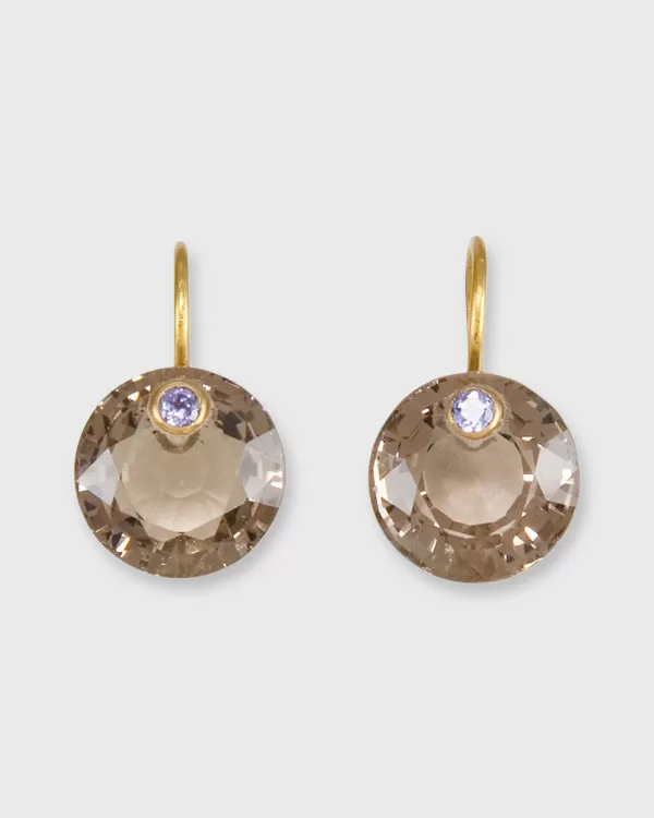 Discount Marie-Hélène de Taillac Small Round Gem Earrings Smokey Quartz/Tanzanite