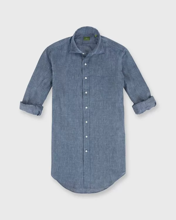 Best Sale Sid Mashburn Spread Collar Sport Shirt Blue Cotolino Chambray