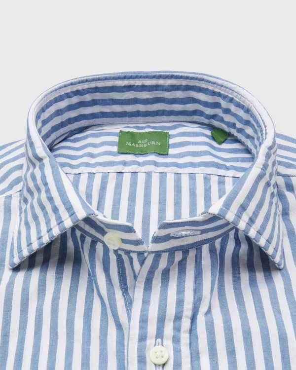 Best Sale Sid Mashburn Spread Collar Sport Shirt Ink Stripe Chambray