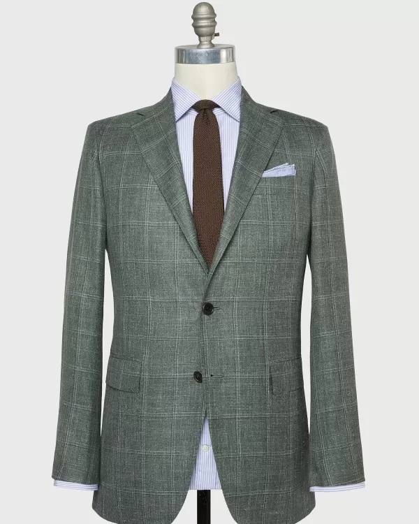 Shop Sid Mashburn Virgil No. 4 Jacket Sage/Sky/Brown Windowpane Twill